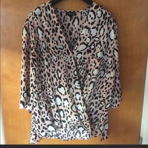 TOPSHOP light pink leopard print blouse